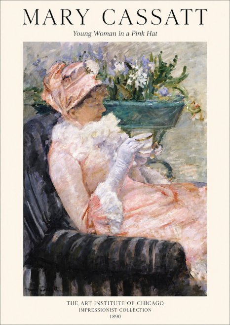 Mary Cassatt Young Woman in a Pink Hat No1 - Plakát