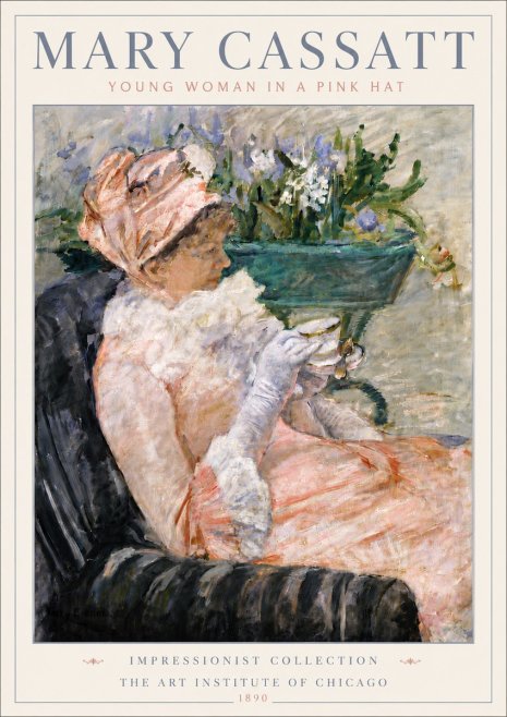 Mary Cassatt Young Woman in a Pink Hat No6 - Plakát