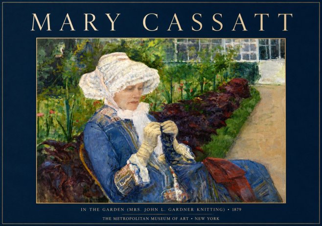 Mary Cassatt In the Garden (Mrs. John L. Gardner Knitting) No4 - Plakát