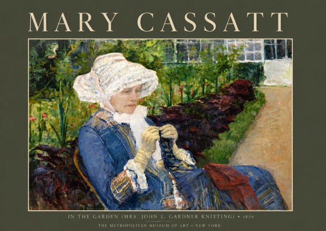 Mary Cassatt In the Garden (Mrs. John L. Gardner Knitting) No5 - Plakát