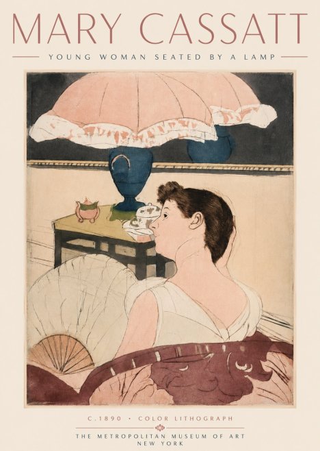 Mary Cassatt Young Woman Seated by a Lamp No4 - Plakát