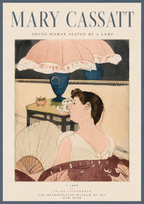 Mary Cassatt Young Woman Seated by a Lamp No6 - Plakát