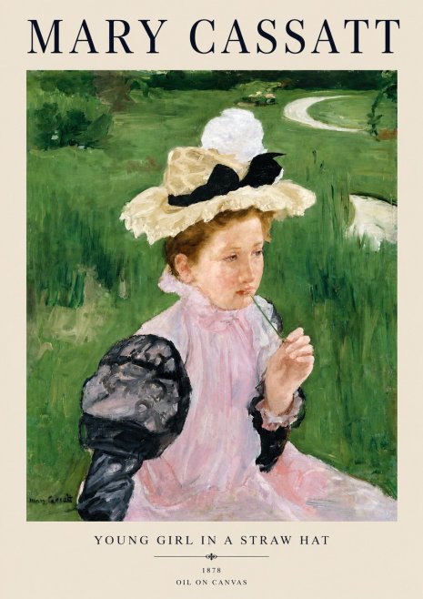 Mary Cassatt Young Girl in a Straw Hat No4 - Plakát
