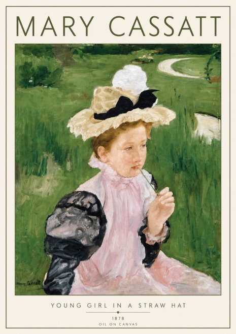 Mary Cassatt Young Girl in a Straw Hat No5 - Plakát