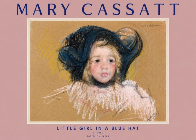 Mary Cassatt Little Girl in a Blue Hat No2 - Plakát