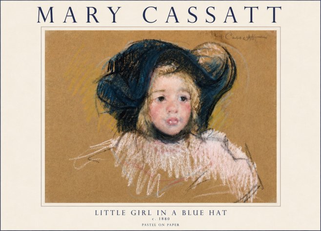 Mary Cassatt Little Girl in a Blue Hat No4 - Plakát