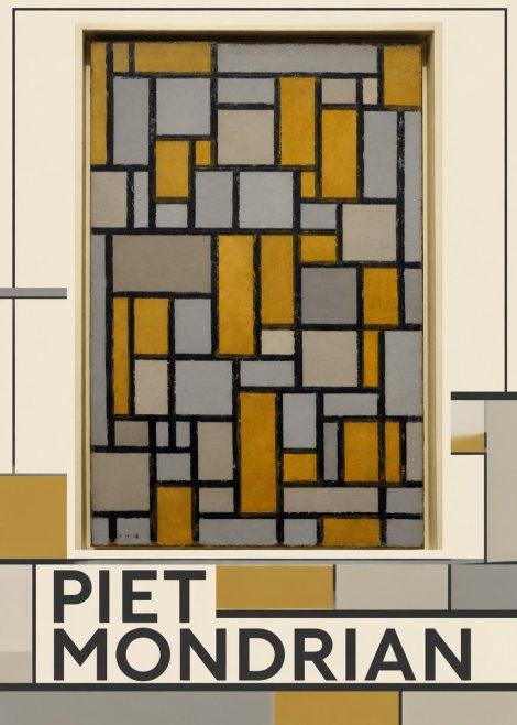 Piet Mondrian Composition in Grey and Yellow No3 - Plakát