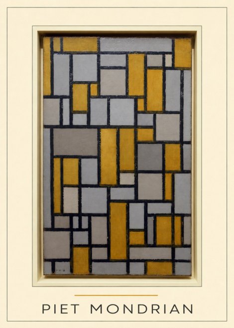 Piet Mondrian Composition in Grey and Yellow No4 - Plakát