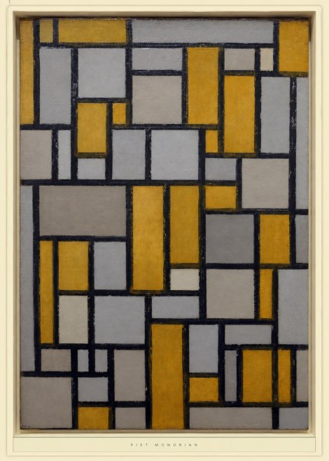 Piet Mondrian Composition in Grey and Yellow No6 - Plakát