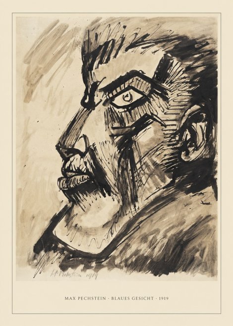 Max Pechstein Blaues Gesicht No3 - Plakát