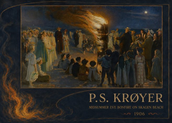 P.S. Krøyer Midsummer Eve Bonfire on Skagen Beach · 1906 No2 - Plakát
