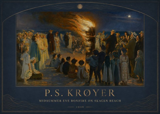 P.S. Krøyer Midsummer Eve Bonfire on Skagen Beach · 1906 No3 - Plakát