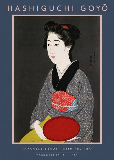 Hashiguchi Goyō Japanese Beauty with Red Tray No2 - Plakát