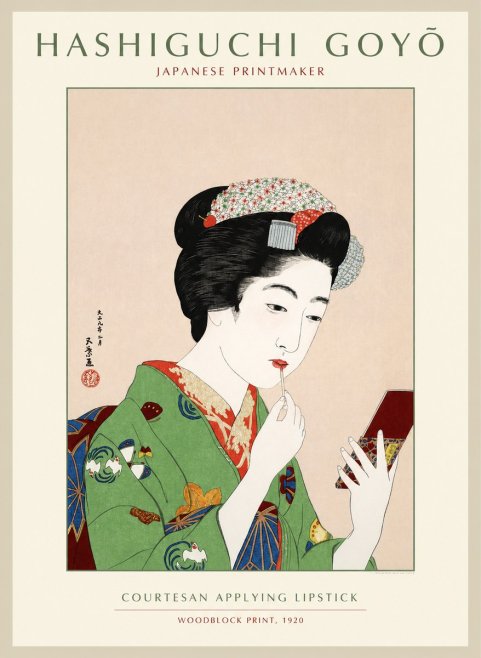 Hashiguchi Goyō Courtesan Applying Lipstick No1 - Plakát