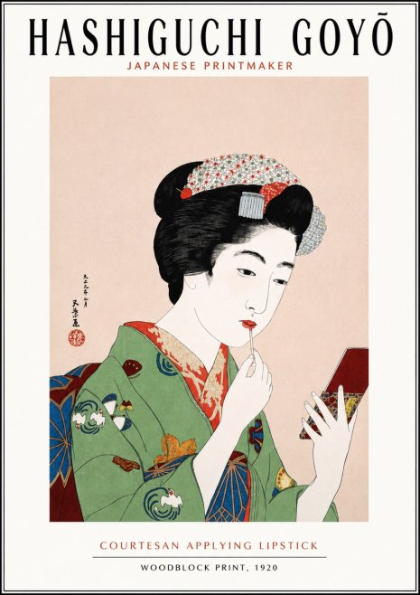 Hashiguchi Goyō Courtesan Applying Lipstick No3 - Plakát