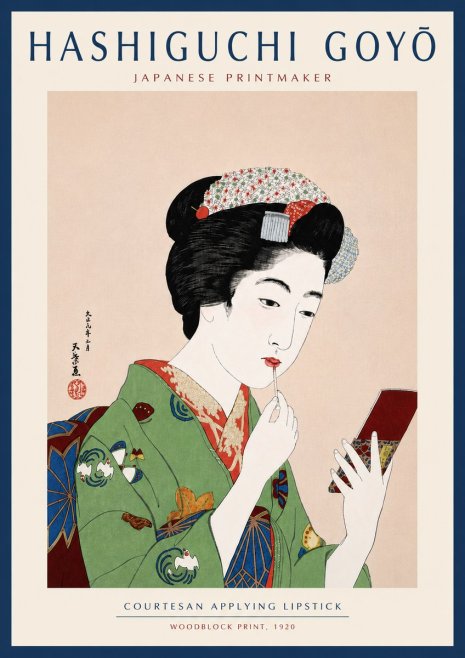 Hashiguchi Goyō Courtesan Applying Lipstick No6 - Plakát