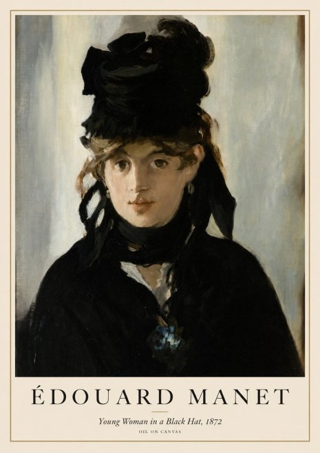 Édouard Manet Young Woman in a Black Hat, 1872 No1 - Plakát