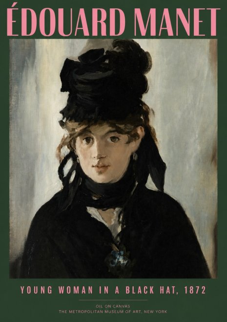 Édouard Manet Young Woman in a Black Hat, 1872 No2 - Plakát
