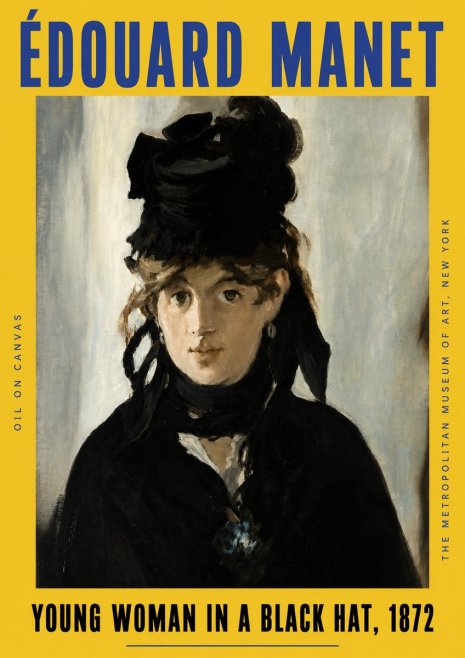 Édouard Manet Young Woman in a Black Hat, 1872 No4 - Plakát