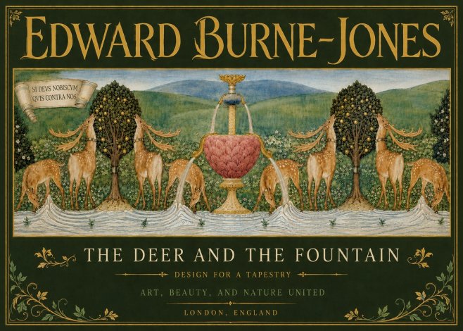 Edward Burne-Jones The Deer and the Fountain No5 - Plakát