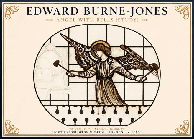 Edward Burne-Jones Angel with Bells (Study) No1 - Plakát