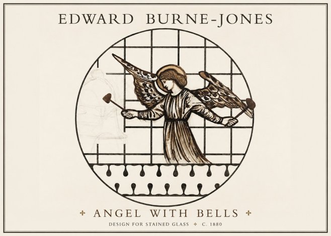 Edward Burne-Jones Angel with Bells (Study) No2 - Plakát