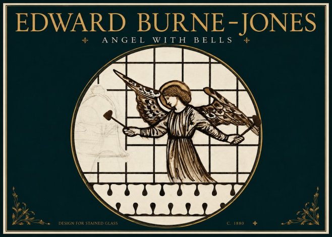 Edward Burne-Jones Angel with Bells (Study) No3 - Plakát