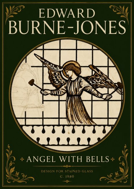Edward Burne-Jones Angel with Bells (Study) No5 - Plakát