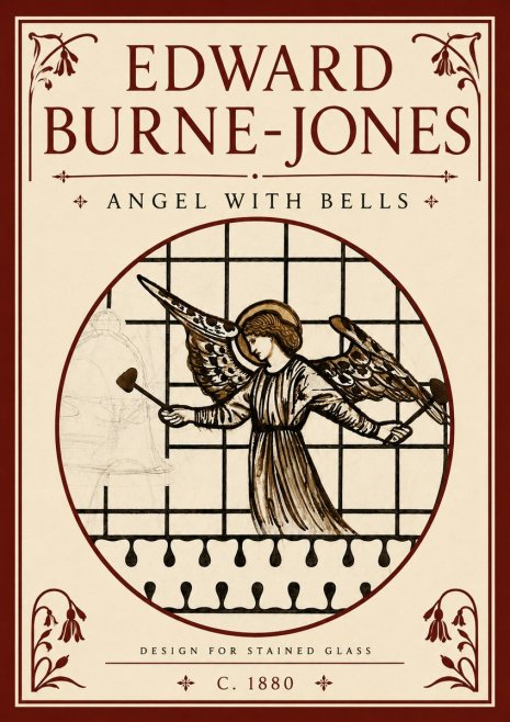 Edward Burne-Jones Angel with Bells (Study) No6 - Plakát