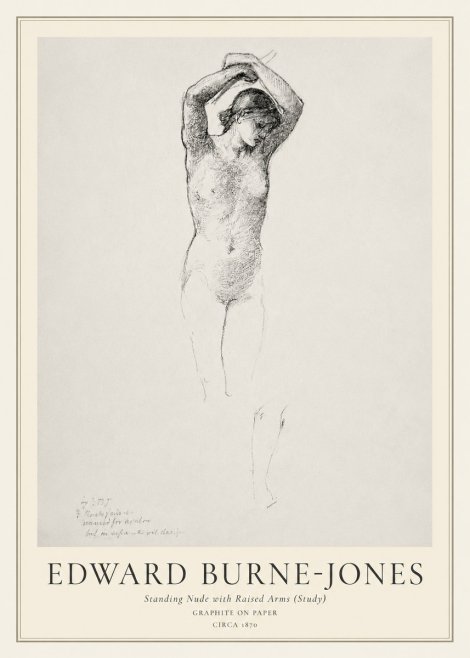 Edward Burne-Jones Standing Nude with Raised Arms (Study) No1 - Plakát