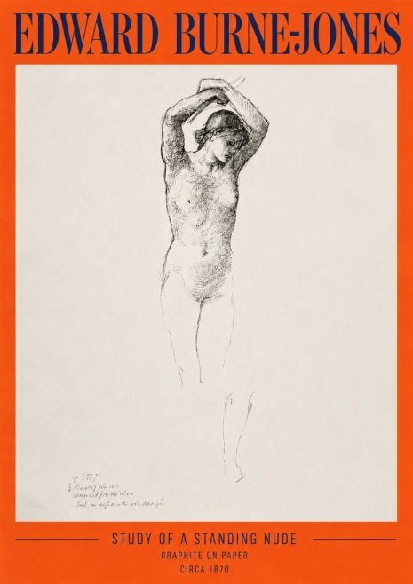 Edward Burne-Jones Standing Nude with Raised Arms (Study) No2 - Plakát