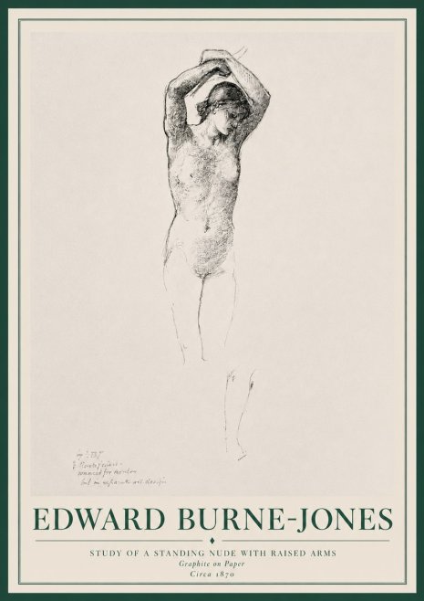Edward Burne-Jones Standing Nude with Raised Arms (Study) No3 - Plakát