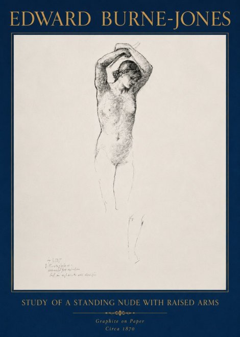 Edward Burne-Jones Standing Nude with Raised Arms (Study) No4 - Plakát