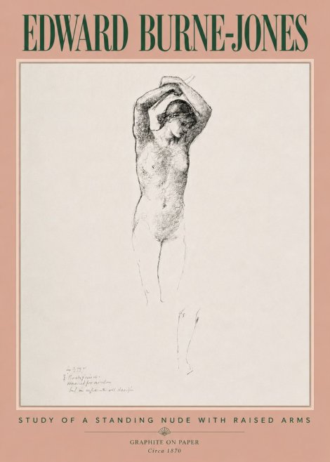 Edward Burne-Jones Standing Nude with Raised Arms (Study) No5 - Plakát