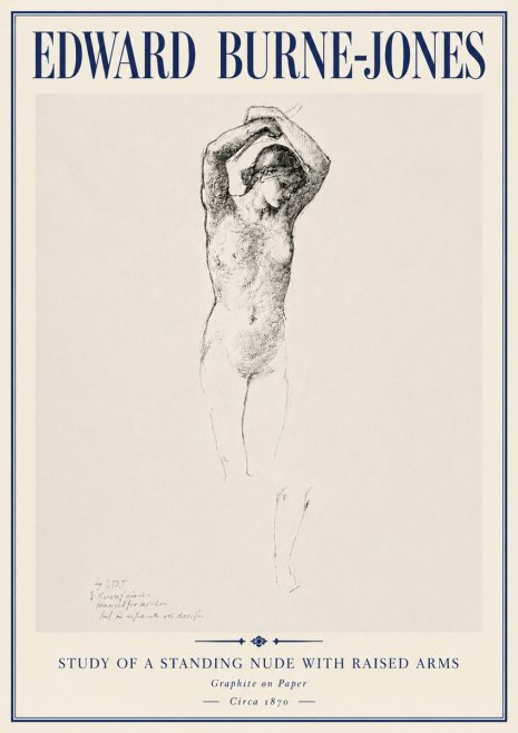 Edward Burne-Jones Standing Nude with Raised Arms (Study) No6 - Plakát