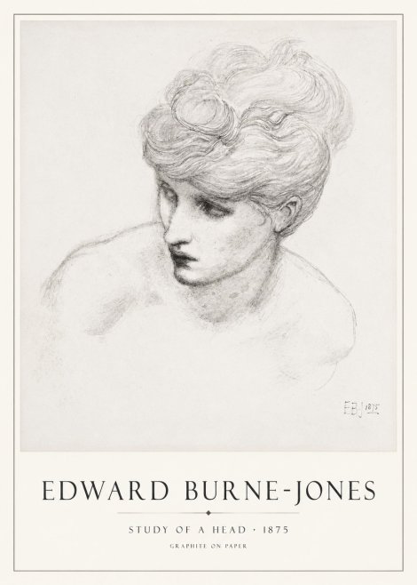Edward Burne-Jones Study of a Head No1 - Plakát