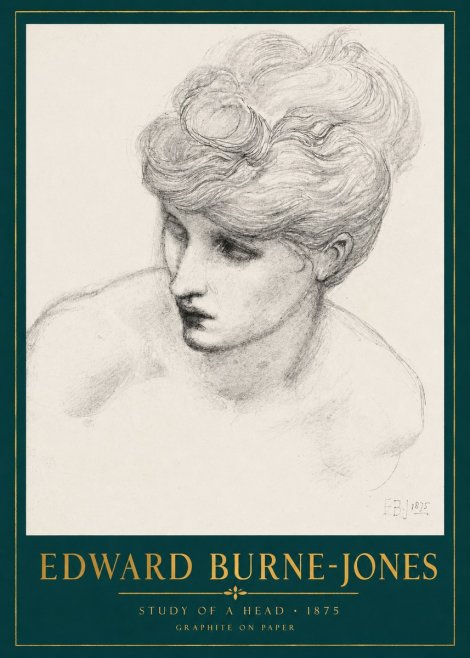 Edward Burne-Jones Study of a Head No2 - Plakát