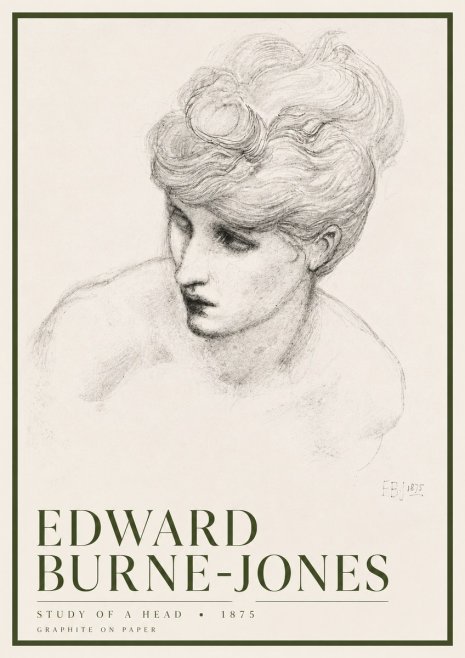 Edward Burne-Jones Study of a Head No6 - Plakát