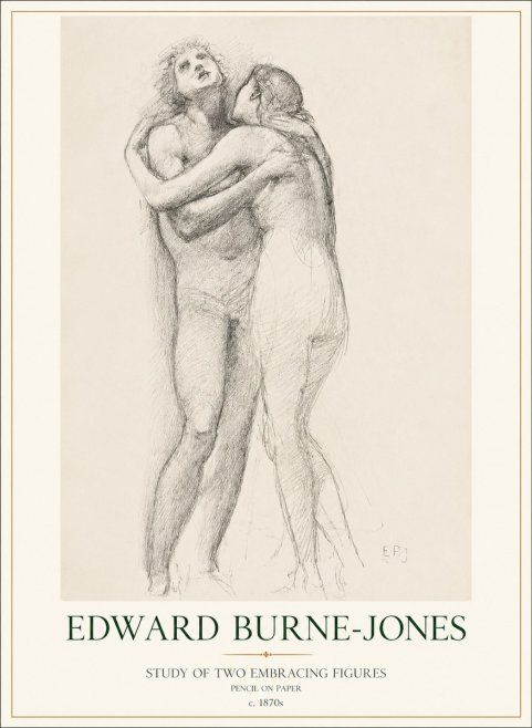 Edward Burne-Jones Study of Two Embracing Figures No1 - Plakát