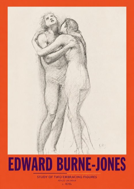 Edward Burne-Jones Study of Two Embracing Figures No2 - Plakát