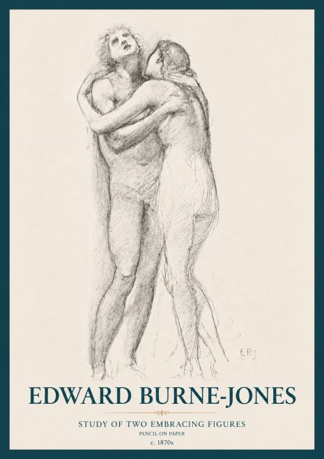 Edward Burne-Jones Study of Two Embracing Figures No3 - Plakát