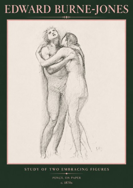 Edward Burne-Jones Study of Two Embracing Figures No5 - Plakát