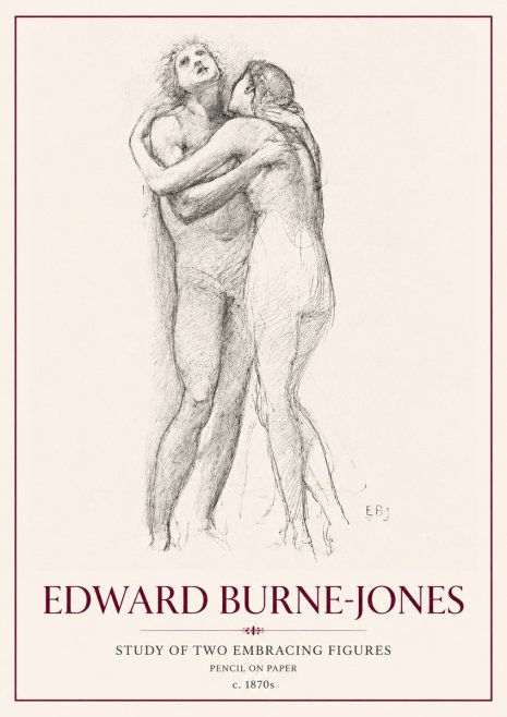 Edward Burne-Jones Study of Two Embracing Figures No6 - Plakát