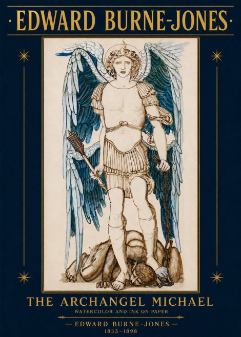 Edward Burne-Jones The Archangel Michael No2 - Plakát