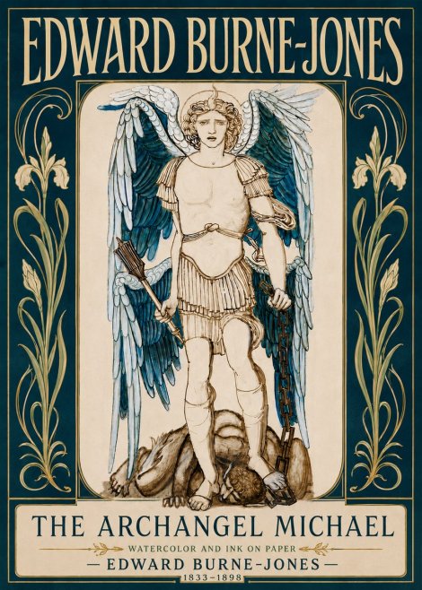 Edward Burne-Jones The Archangel Michael No6 - Plakát