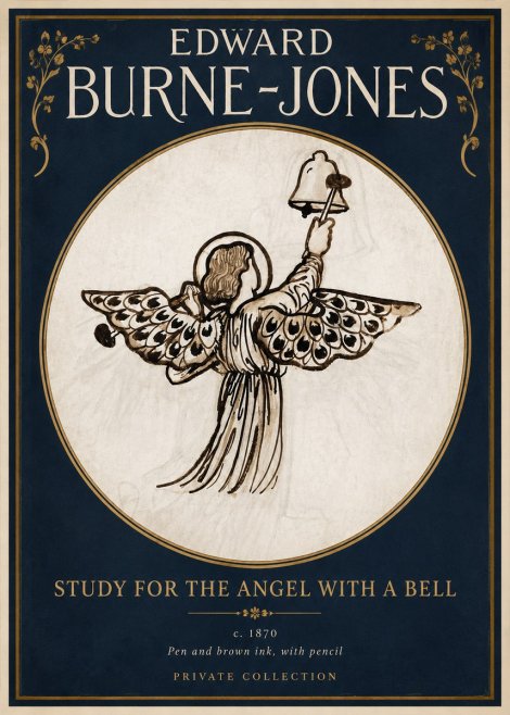 Edward Burne-Jones Study for the Angel with a Bell No2 - Plakát