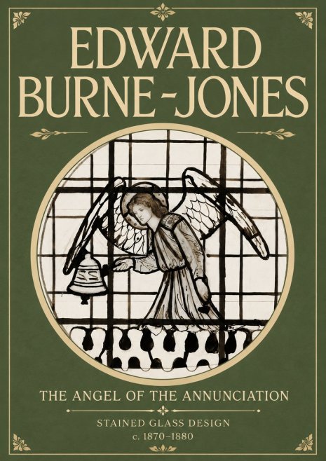 Edward Burne-Jones The Angel of the Annunciation (Stained Glass Design) No4 - Plakát