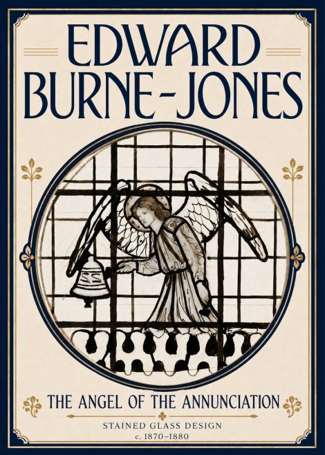 Edward Burne-Jones The Angel of the Annunciation (Stained Glass Design) No5 - Plakát
