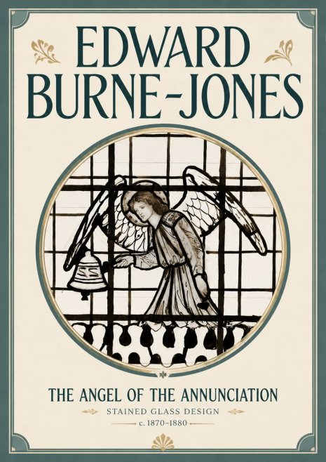 Edward Burne-Jones The Angel of the Annunciation (Stained Glass Design) No6 - Plakát