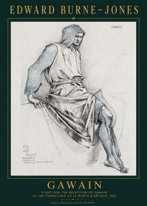 Edward Burne-Jones Gawain - Study for the Rejection of Gawain in the Tunnelling of Le Morte D'arthur, 1893 No3 - Plakát